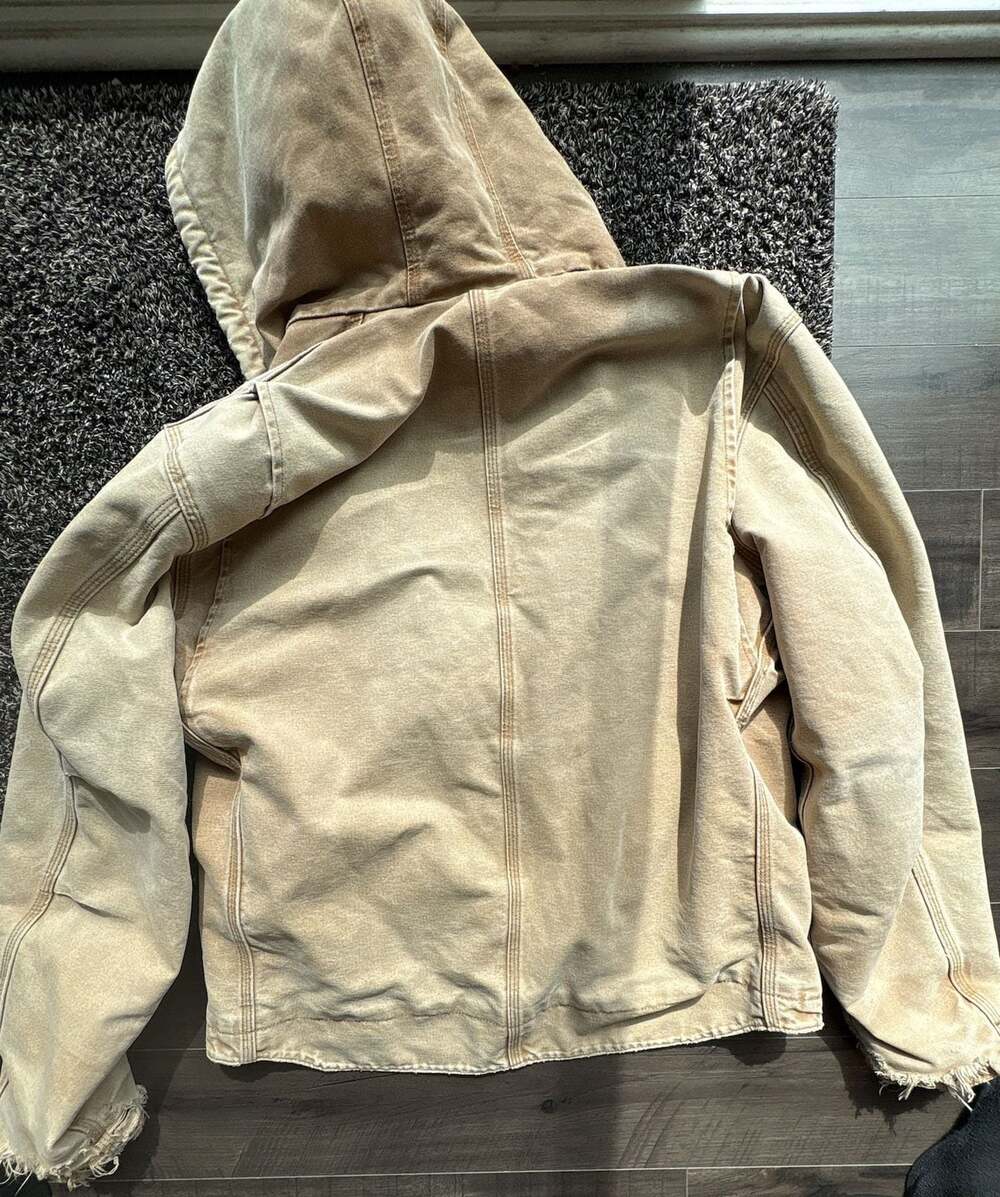 Vintage Carhartt J141 Sandstone Sierra Sherpa Lined Hooded Jacket - Picture 6 of 6